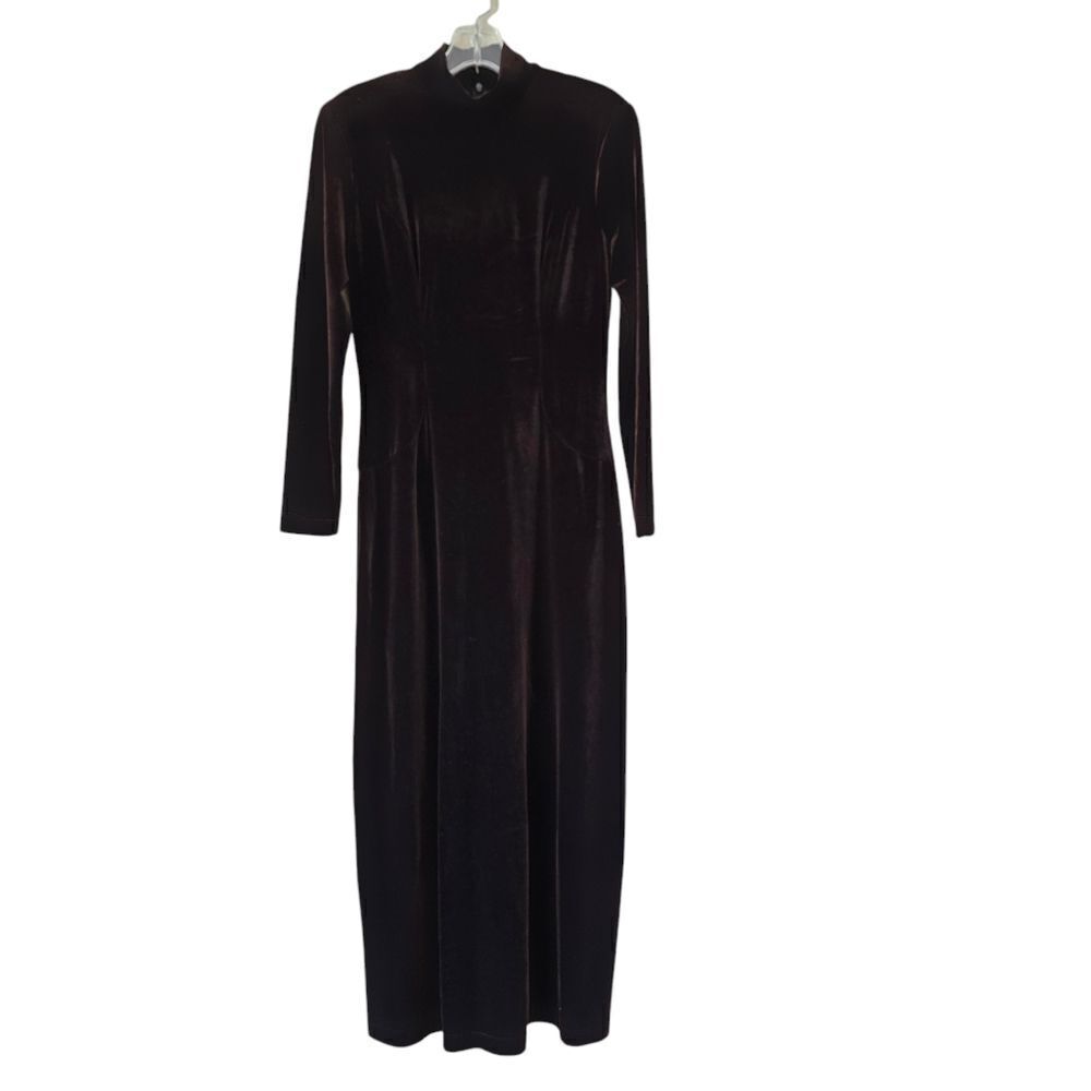 MICHI COLLECTION Women's Brown‎ Velvet Elegant Long Sleeve Dress Sz Small Gothic